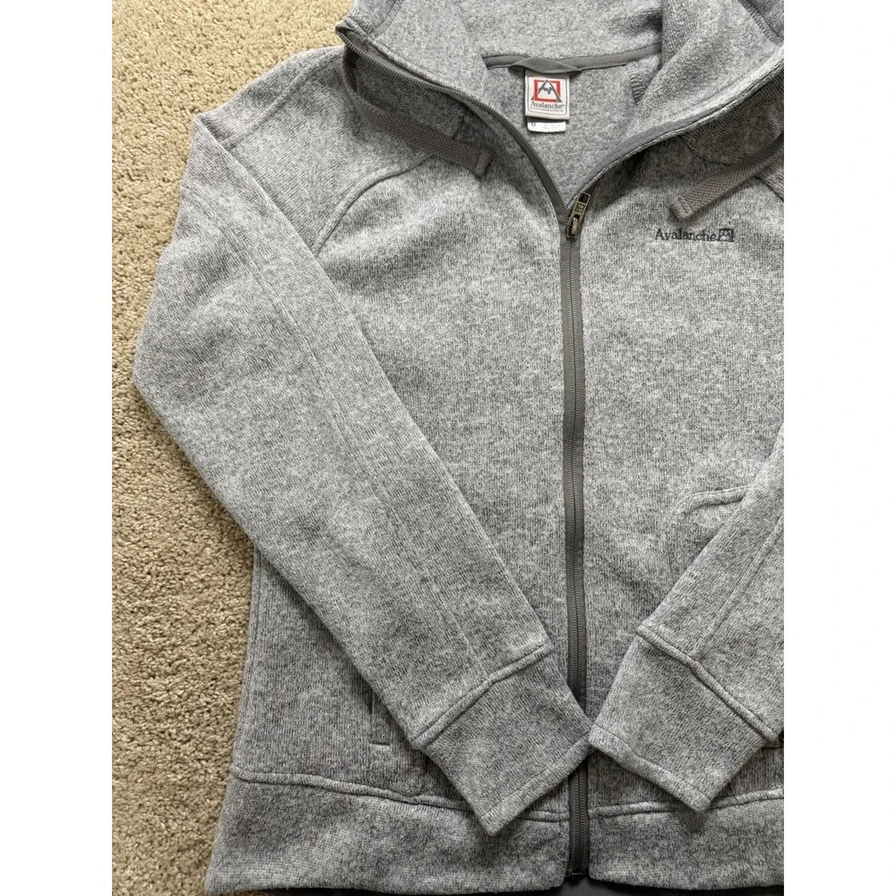 Avalanche Womens Thermal Knit Full Zip Fleece Lined Jacket Heather Gray Size M